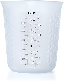 OXO Good Grips 2-Cup Silicone Measuring Cup - Microwave Safe, Stay-Cool Honeycomb, Squeeze & Pour Precision