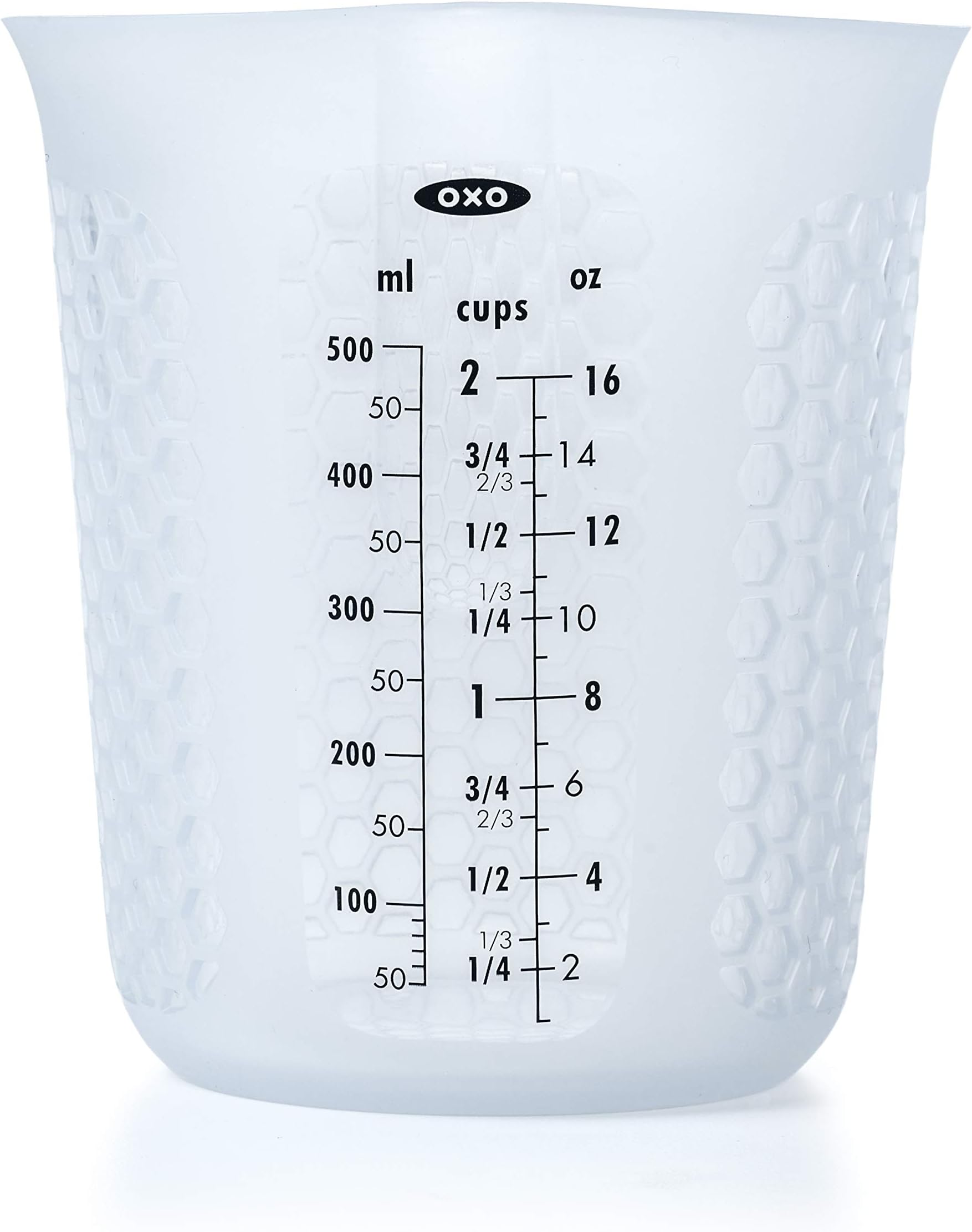 - Good Grips 2-Cup Squeeze & Pour Silicone Measuring Cup with Stay-Cool Pattern