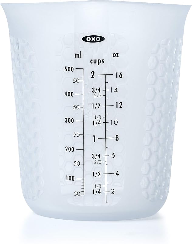 Taza medidora de silicona OXO Good Grips 2-Cup Squeeze & Pour con patrón Stay-Cool