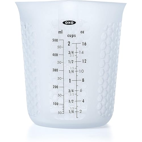 OXO Good Grips 2-Cup Squeeze & Pour Silicone Measuring Cup with Stay-Cool Pattern