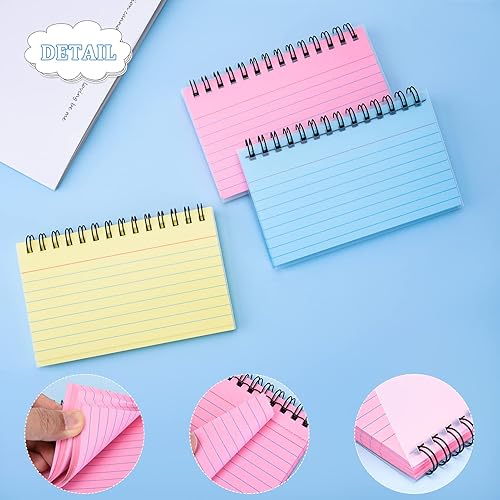 Miniatura 3 de FRIUSATE Tarjetas de índice con anillo, tarjetas en espiral de 3 x 5 pulgadas, tarjetas de índice a rayas de colores, tarjetas de índice con anillo