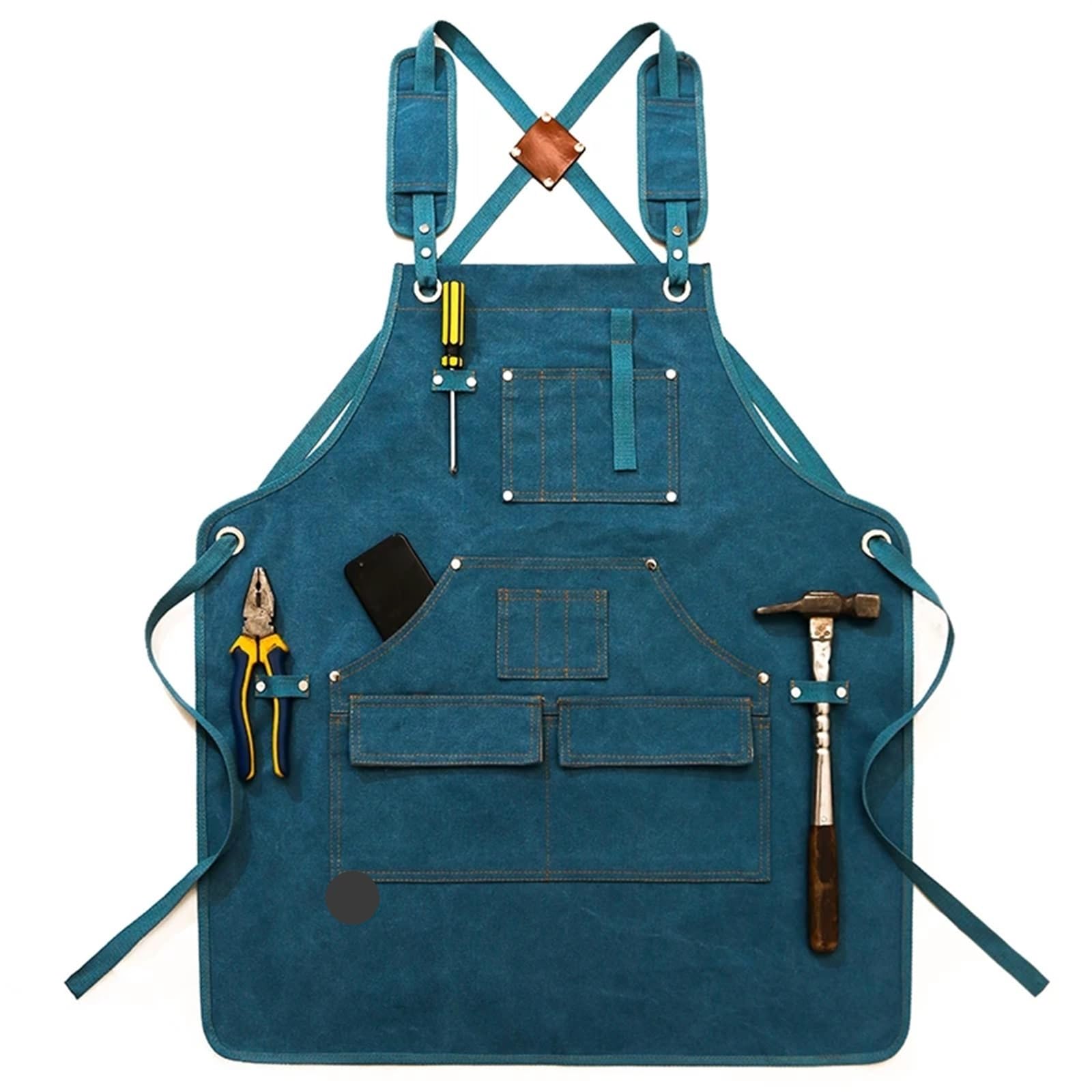 Moda tela di cotone da cucina unisex cucina barista grembiule for donna uomo chef in pelle cameriere bar caffetteria barbecue parrucchiere uniforme(Super Thick canvas-02)