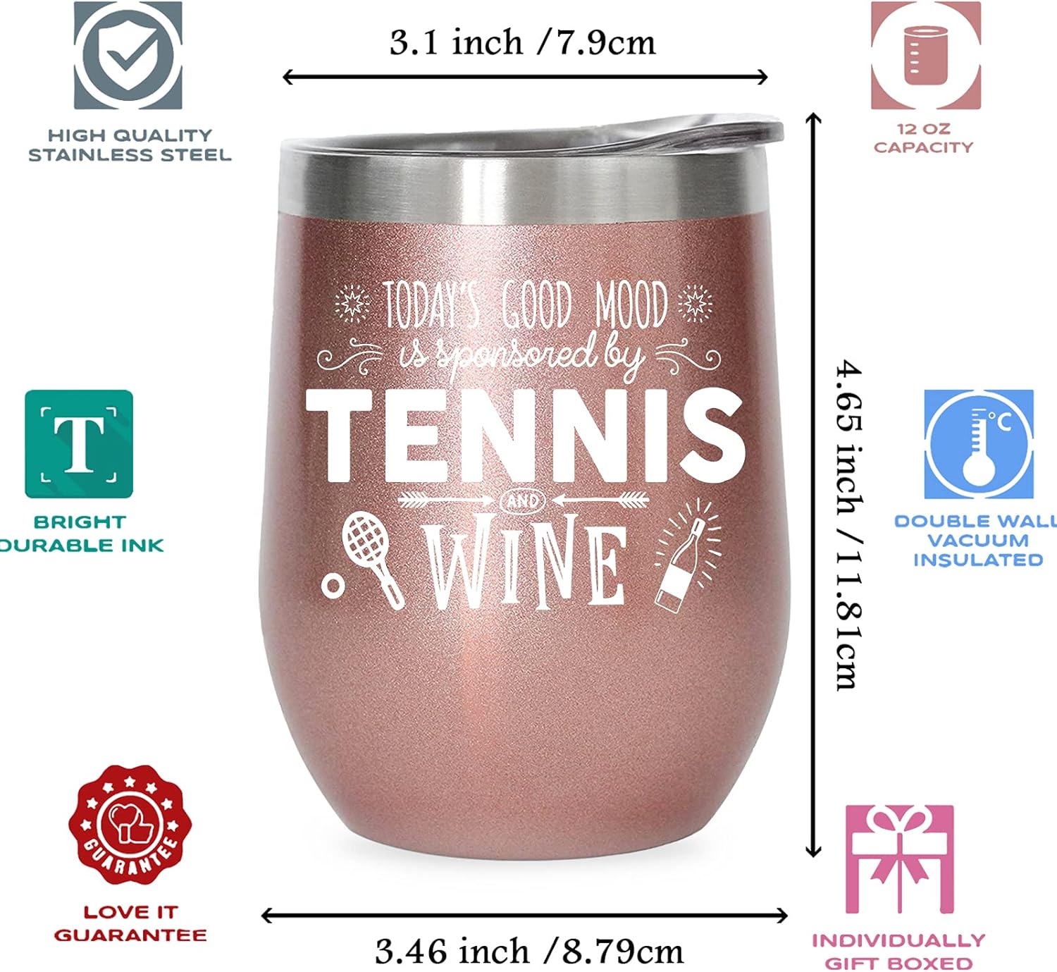 Kubbut Tennis Gifts for Men/Women, Gifts for a Tennis Lover Accessories/Party Decorations Themed Tumbler 12OZ - Image 2
