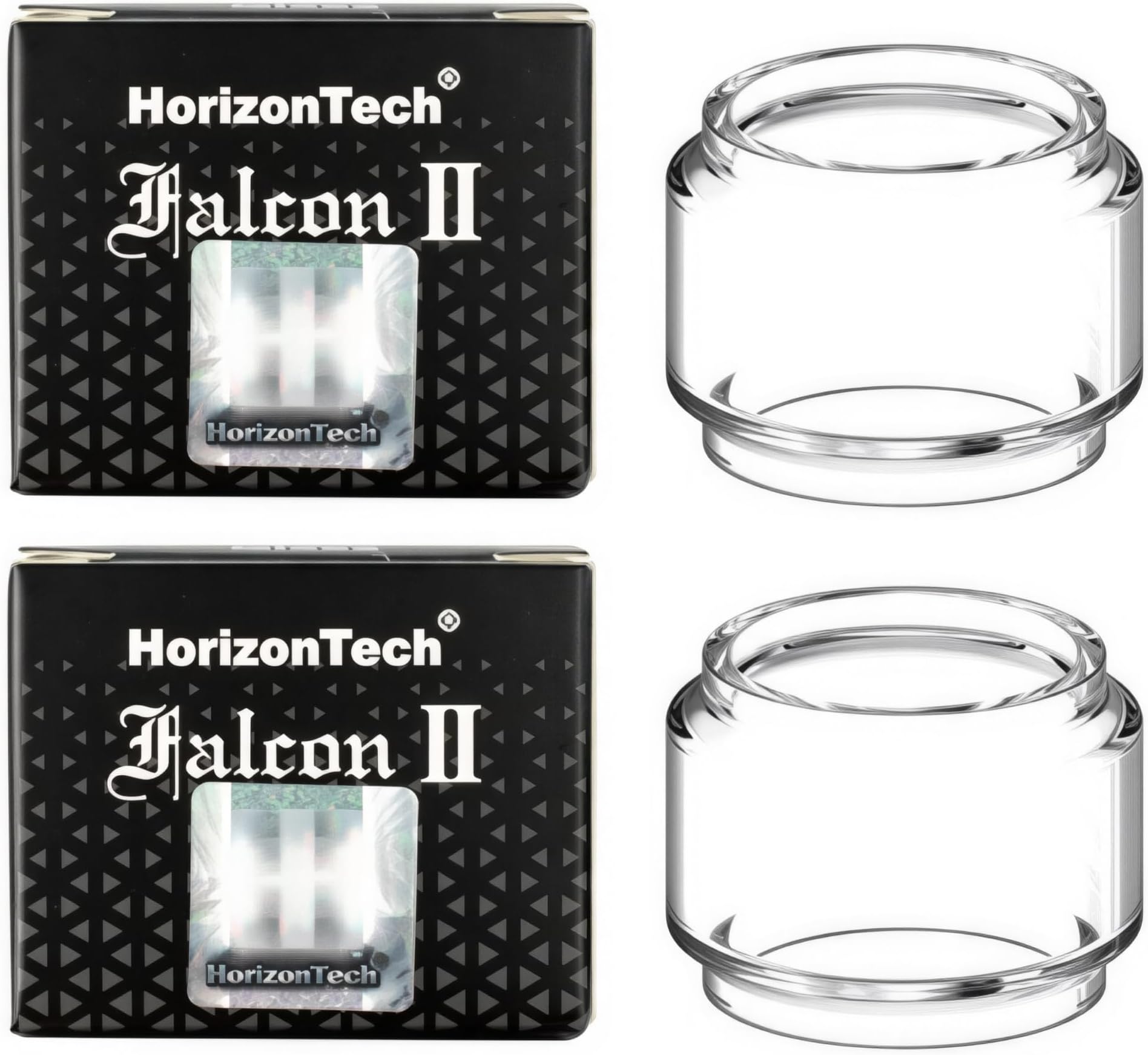 Horizon Tech Falcon 2 Replacement Glass - 2 Pack - COMPATIBLE WITH: Falcon 2 Sub-Ohm Tank - High Quality Pyrex Glass, Bulb Glass - Nicotine Free
