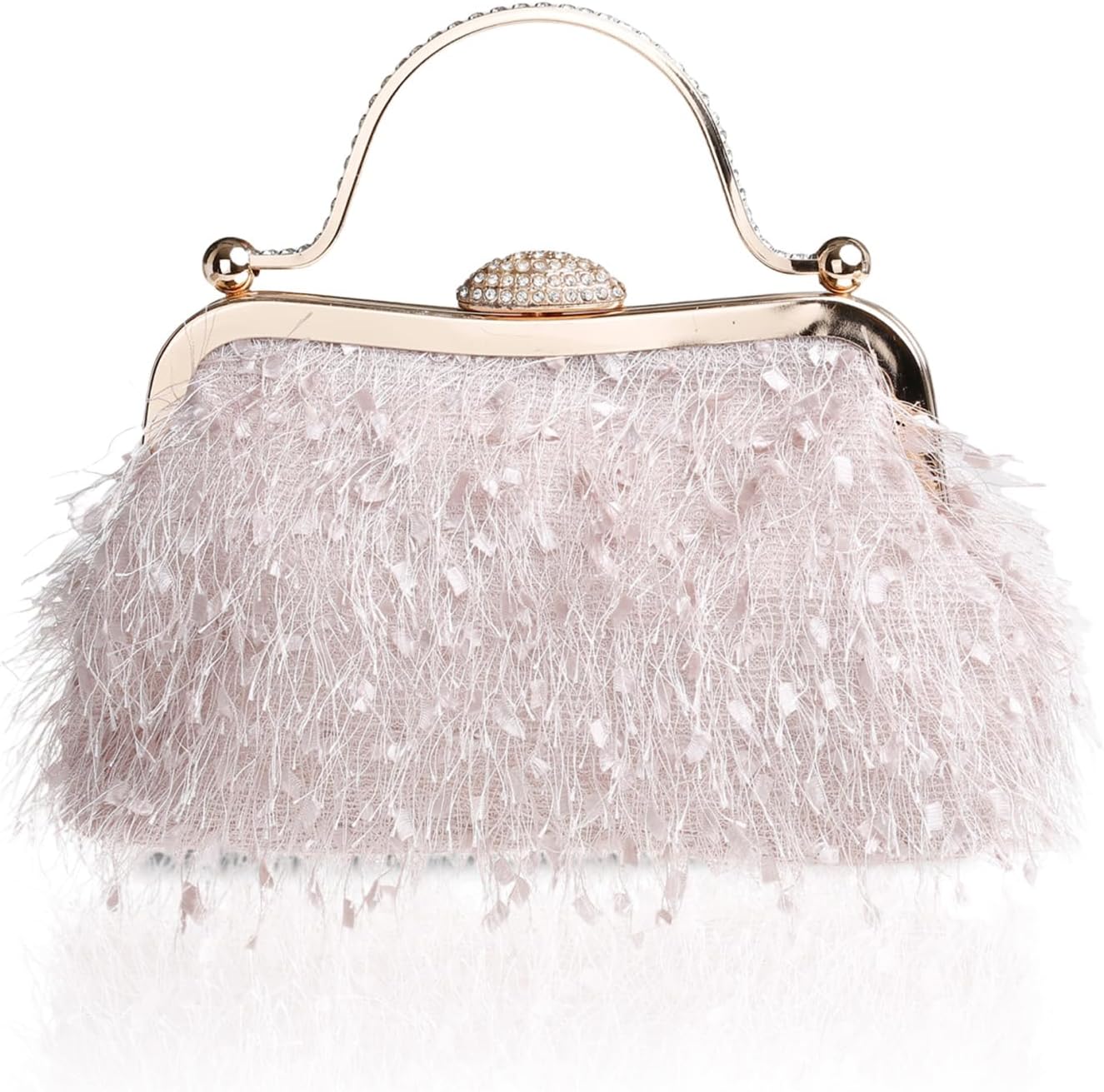 Tassel Women's Evening Handbag Cocktail Prom Formal Clutch Purse Feather Elegant Shoulder Bag for Wedding Banquet