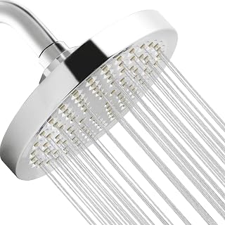 Meccion Shower Head 6 Inches High Pressure 1.8 GPM Rainfall Showerhead, Luxury Bathroom Fixed Showerhead with Adjustable Angles Ball Joint (Chrome)