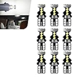 lekiliky 10PCS Car T10 194 LED Bulbs, High-temperature Resistant & Anti-aging Vehicle Side Marker Light Replacement, 6500K Waterproof High-power Chipset Bulbs, Universal for Most Vehicles (White)