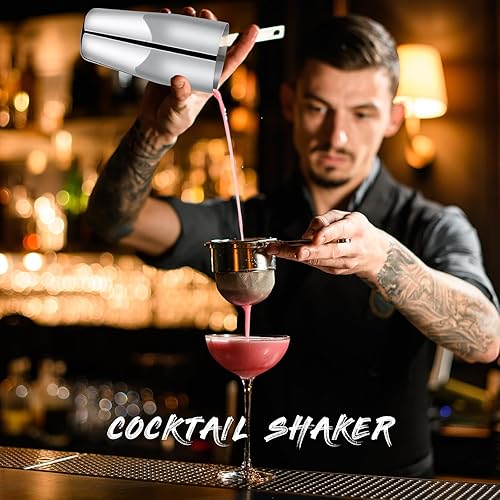 Miniatura 6 de Nitial Coctelera de acero inoxidable de 25 onzas, coctelera de Martini sin fugas, con barra de colador integrada, herramientas mezcladoras de
