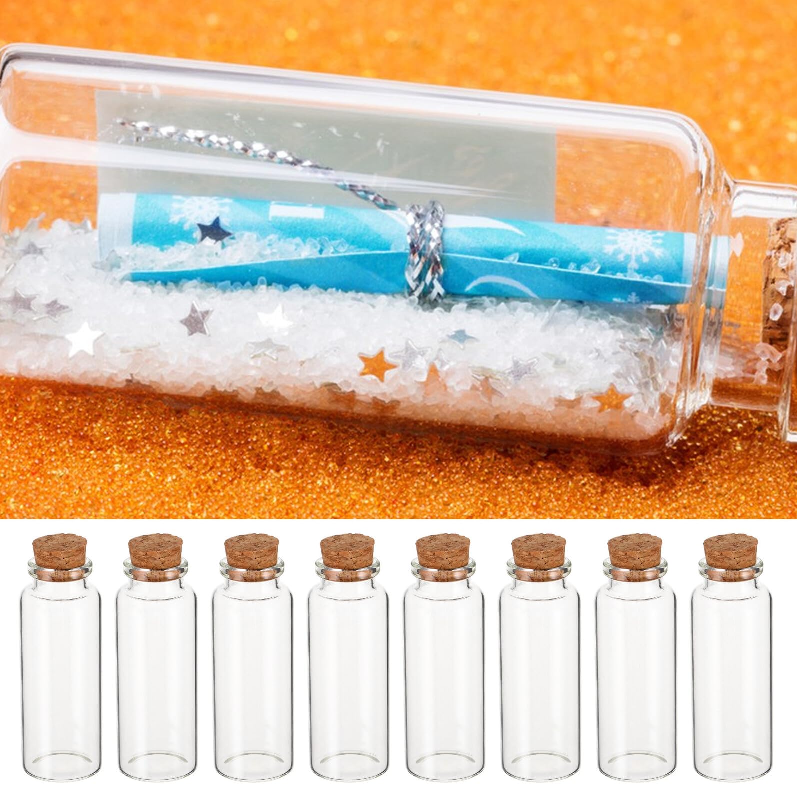 DOITOOL 50 Stück Mini Glasflaschen mit Korkverschluss Transparente Kleine Fläschchen für Wunschbotschaften Hochzeitsgastgeschenke Vielseitige Dekoration und Aufbewahrung