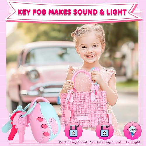 Vista 27 de INNOCHEER Bolso de juguete para niñas pequeñas, bolso de juguete para niños con maquillaje de simulación, bolso de juego para niñas pequeñas, bolso