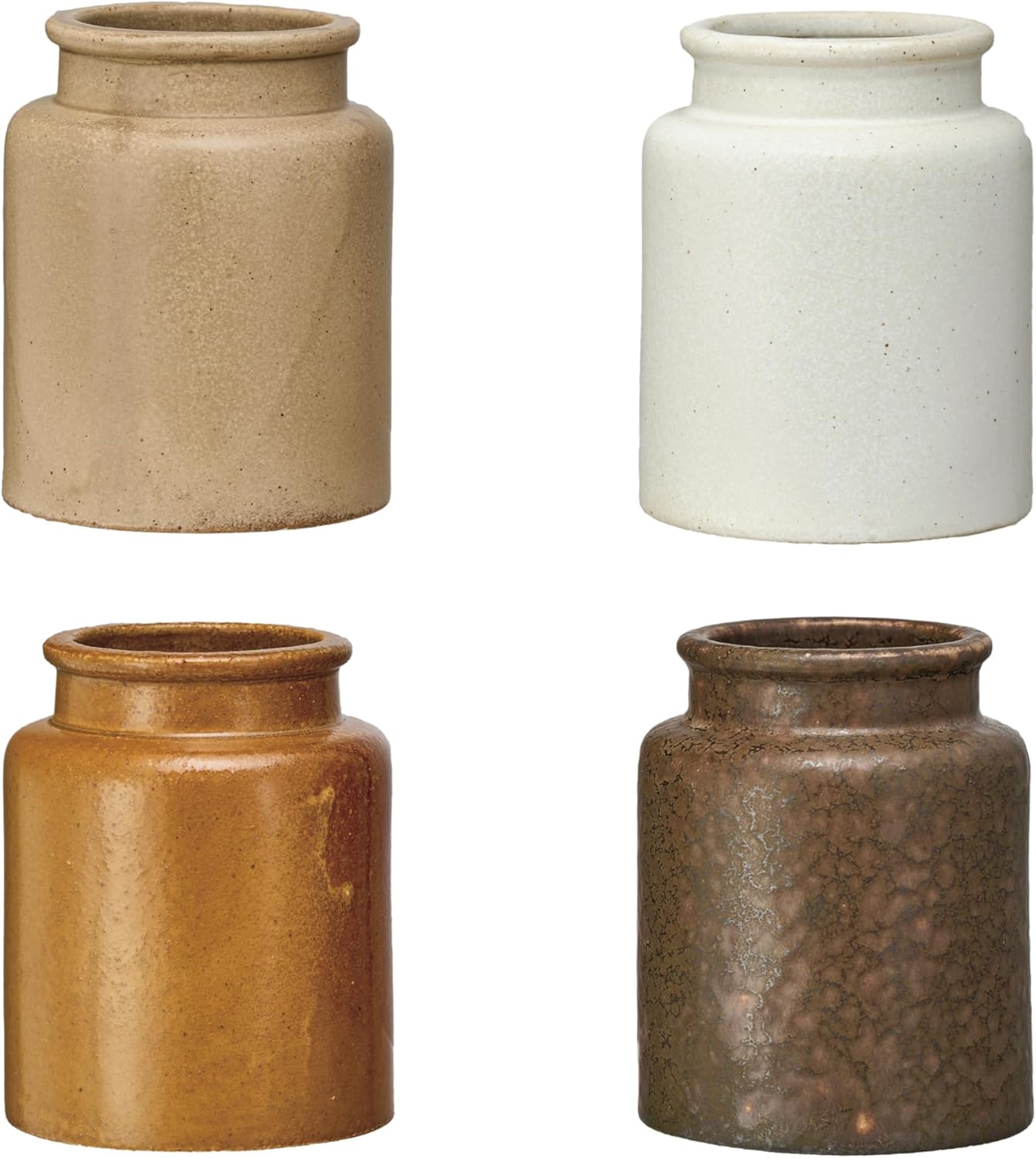Creative Co-Op, Multicolor, Rustic Reactive Glaze Stoneware Jars, Set of 4, Small