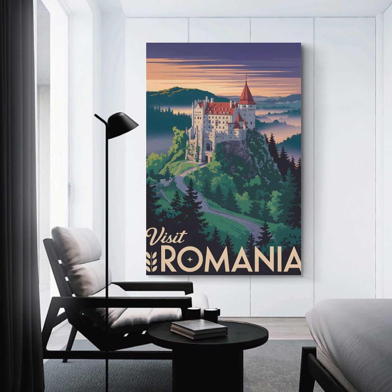Junmoney Unframe-Style-24 Room Decor Wall Art Visit Romania Travel, 20X30inch(50X75cm), For Home Lounge, Bedroom Or Reading Nook, Eye Catching Artwork For Blank Walls