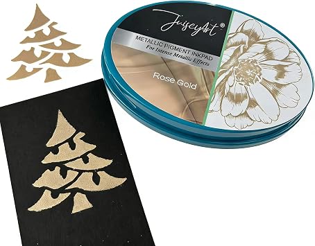 Metallic Pigment Ink Pad,Rose Gold Shiny Ink for Rubber Stamping,Card Making,Scrapbooking & DIY Craft Projects,Rose Gold Pigment Stamp Ink Pads