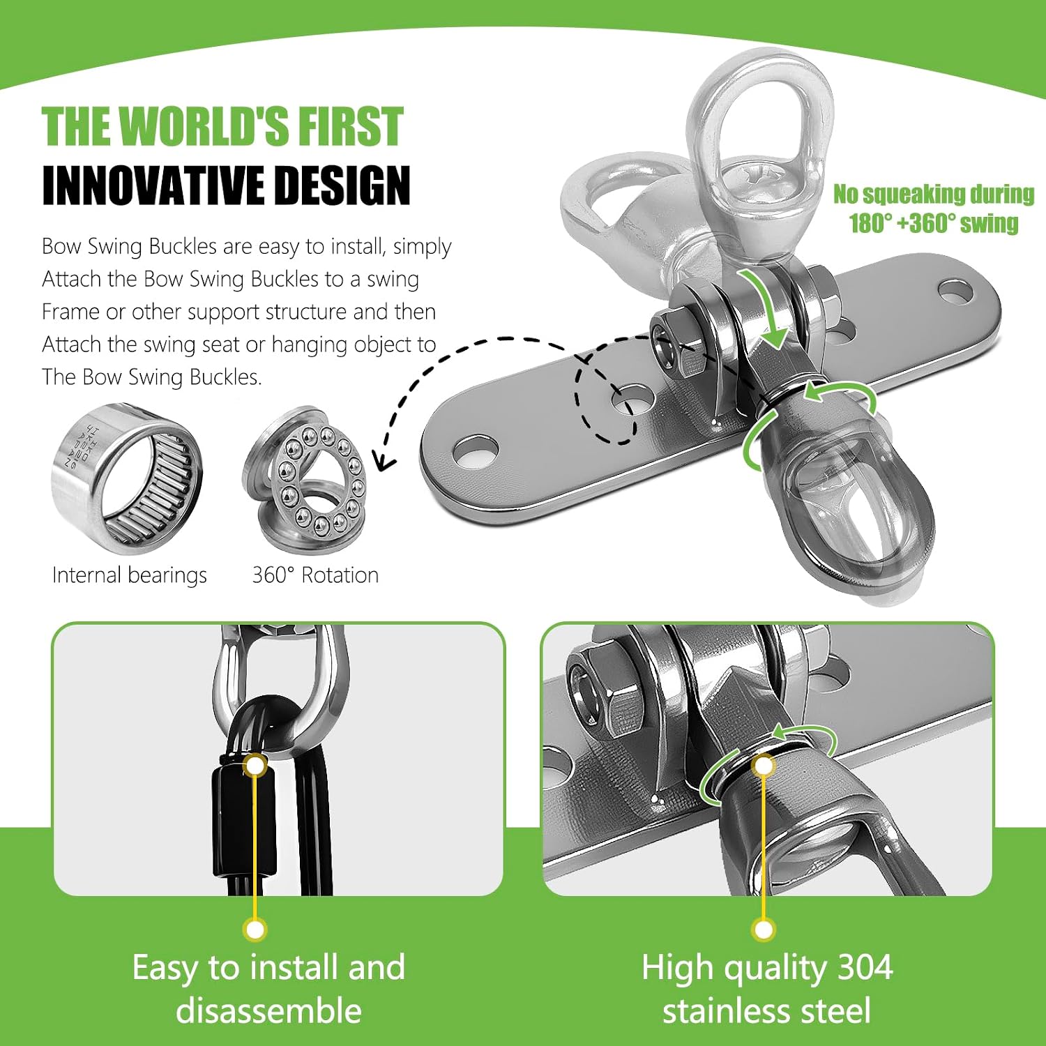 Swing Hanger Ceiling Mount Heavy Duty Anti-Rust with 180° & 360° Bearings Punching Bag Hanger 800lb Capacity for Indoor Outdoor Swing Chairs, Hammocks, Playgrounds, Yoga