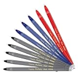 AZOR Pin Point Needle Extra Fine Point Writing Pens 0.5mm Ballpoint Pens Assorted – (10 Pack: 5 Black, 3 Blue, 2 Red)