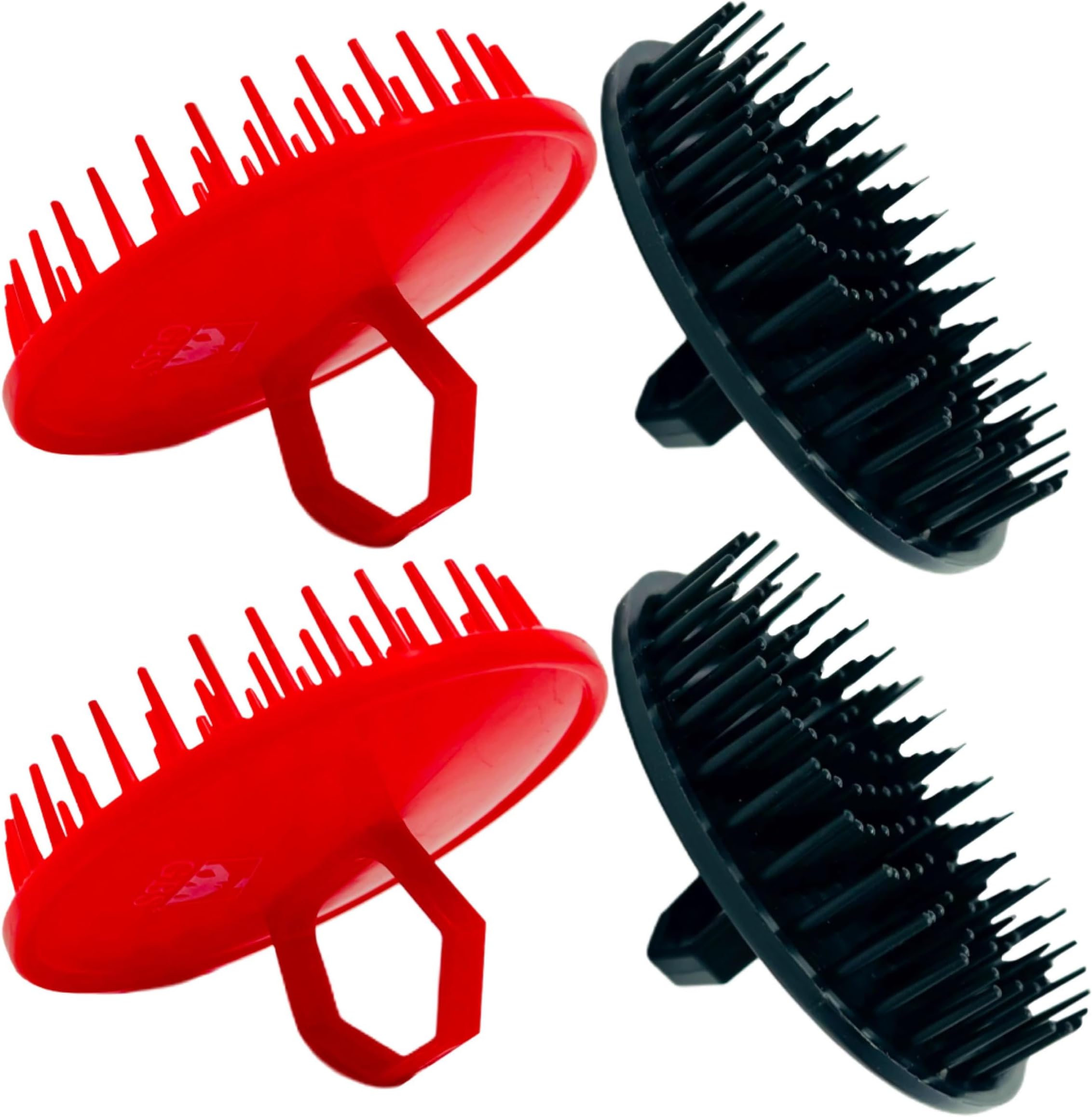 - G.B.S Scalp Exfoliator 4 Pack - Shampoo Brush, Scalp Scrubber for Dandruff Removal, Massager & Hair Exfoliator - Red & Black