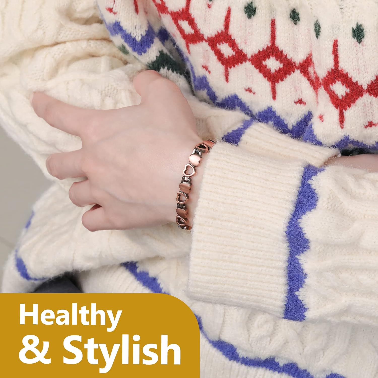 Feraco Copper Bracelets for Women, 99.99% Pure Copper Magnetic Bracelets with Effective Neodymium Magnets, Adjustable Jewelry Gift with Sizing Tool - Image 5