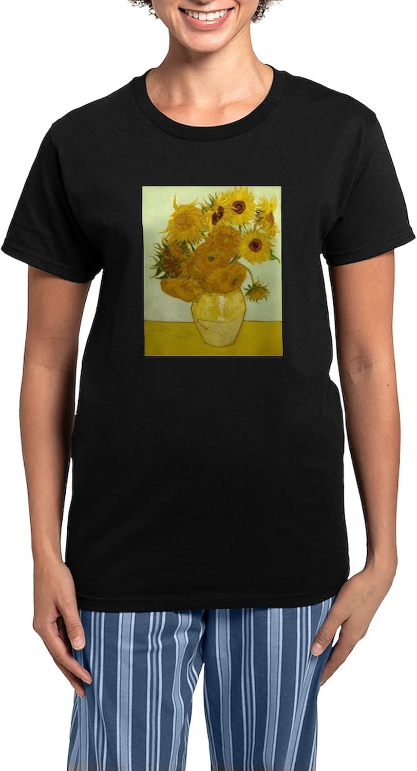 CafePress Vase With Twelve Sunflowers Women's Dark Pajamas Womens Novelty PJ Sleepwear