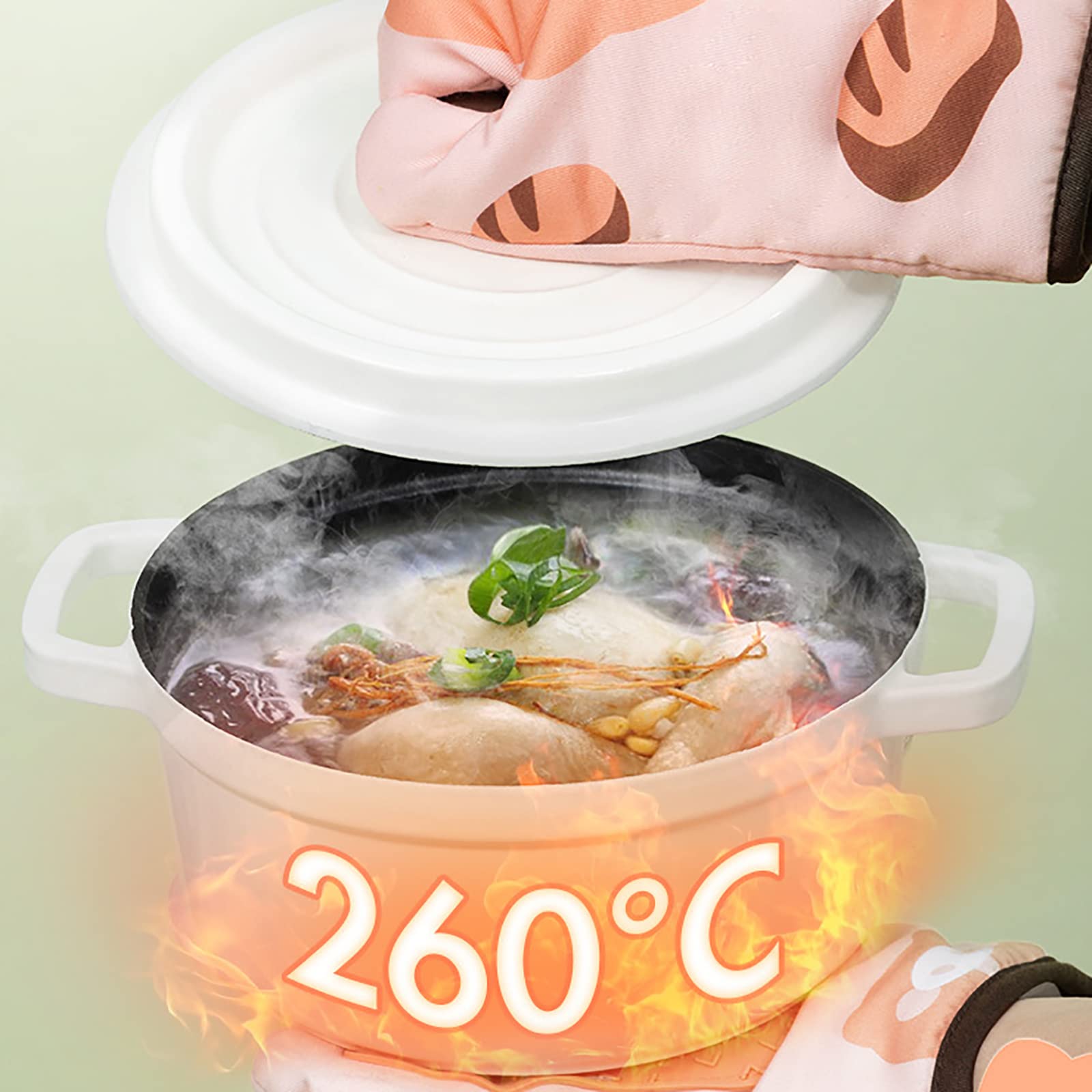 Gants de Four Silicone Résistant à Chaleur Gants de Résistant à Chaleur 260° Gants de Cuisine pour Cuisine Cuisson Pâtisserie Grillage Barbecue