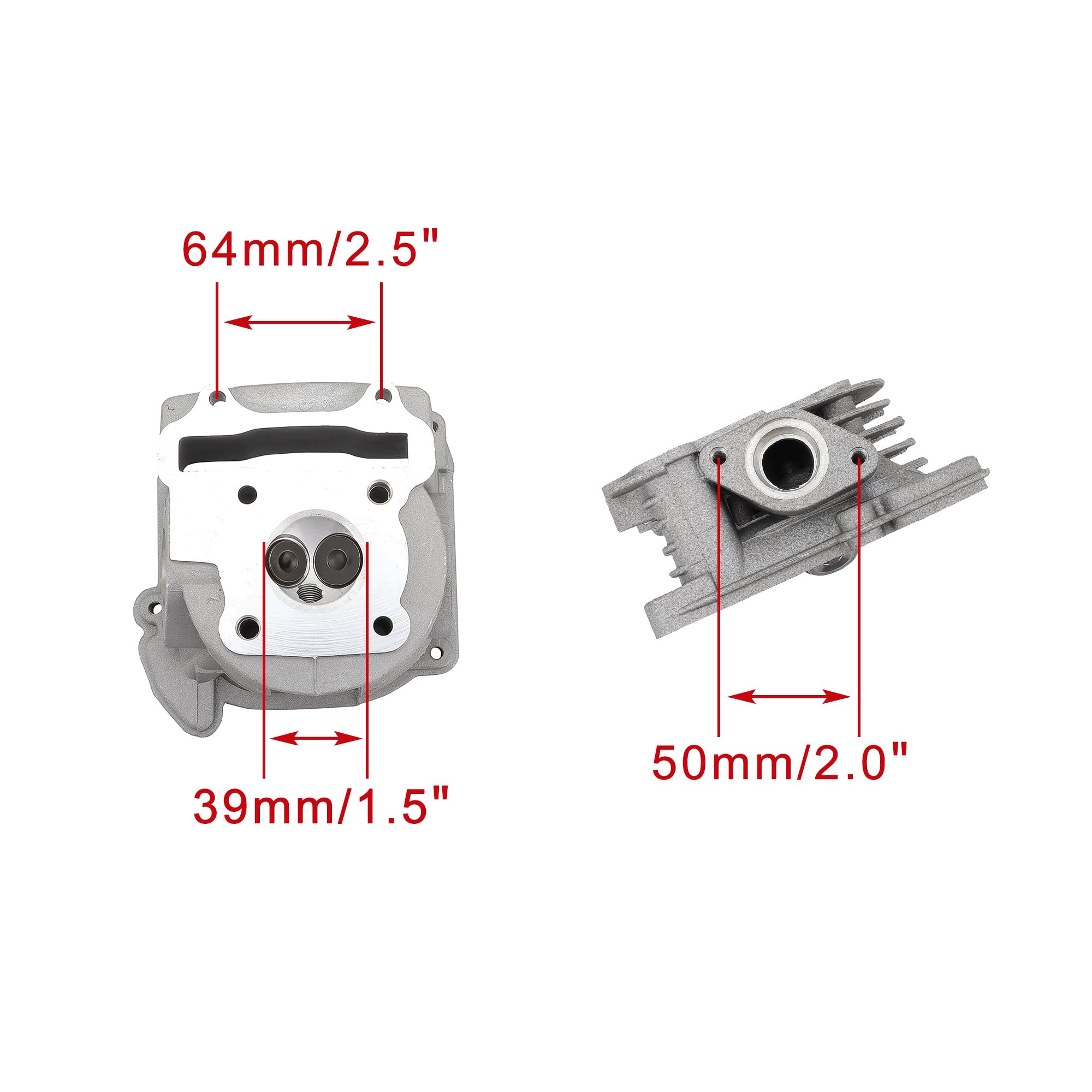 WOOSTAR 39mm Zylinderkopf 64mm Ventile Ersatz für 4-Takt GY6 49ccm 50ccm ATV Roller Moped 139QMA 139QMB Motor