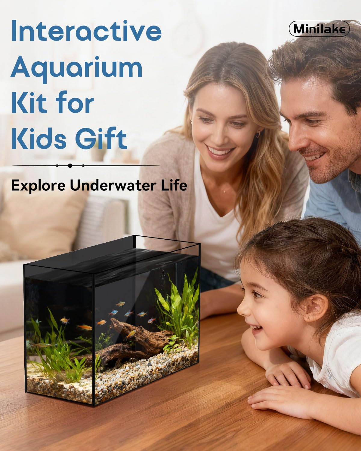 Betta Fish Tank in vetro da 3 galloni, starter kit con filtro, luci, coperchio