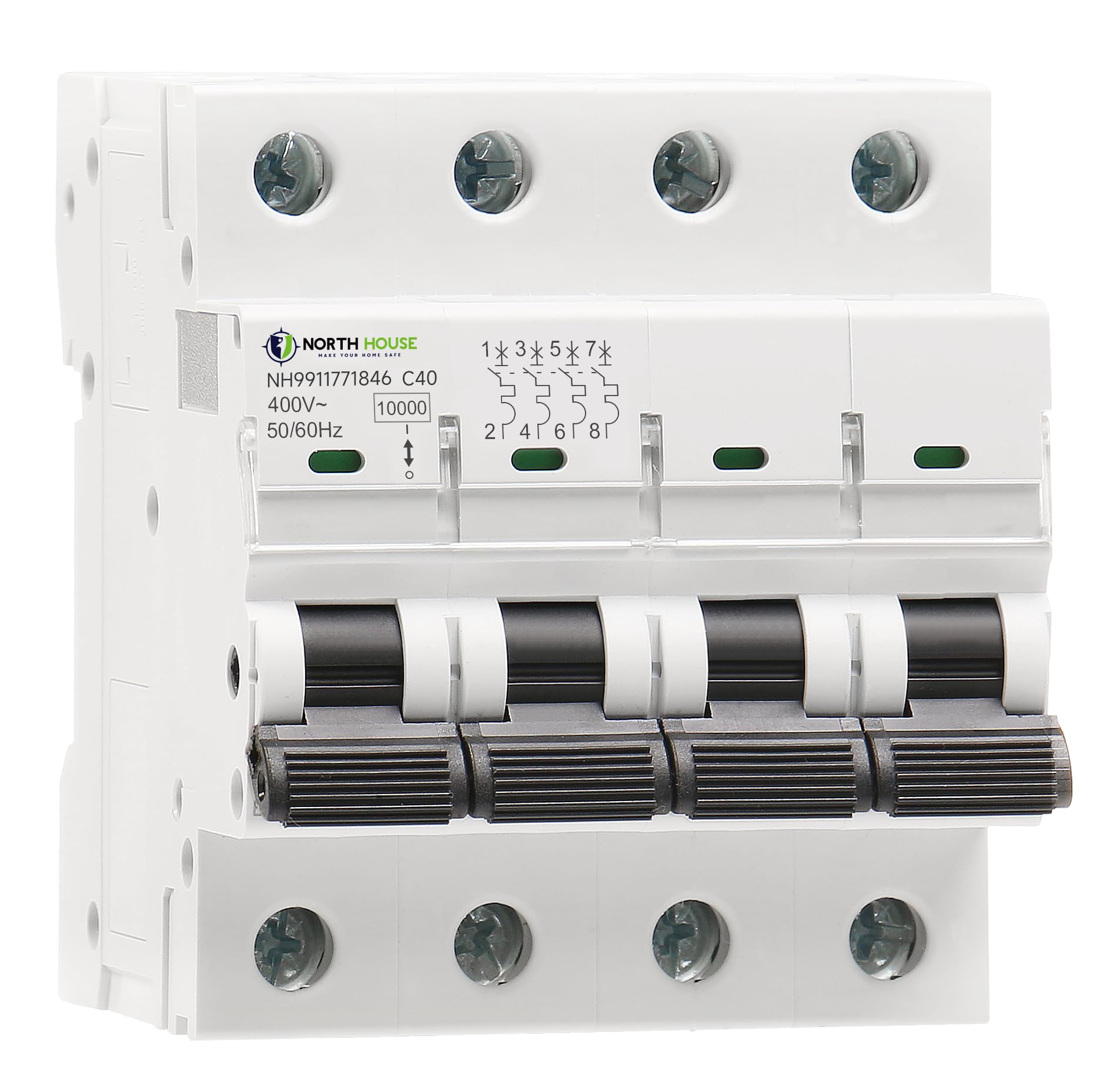 NORTH HOUSE 63 A 4 Pole MCB | 10kA Breaking Capacity | C-Curve Tripping | Overload & Surge Protection | Durable Polycarbonate Housing | 5 Year Warranty-image-36
