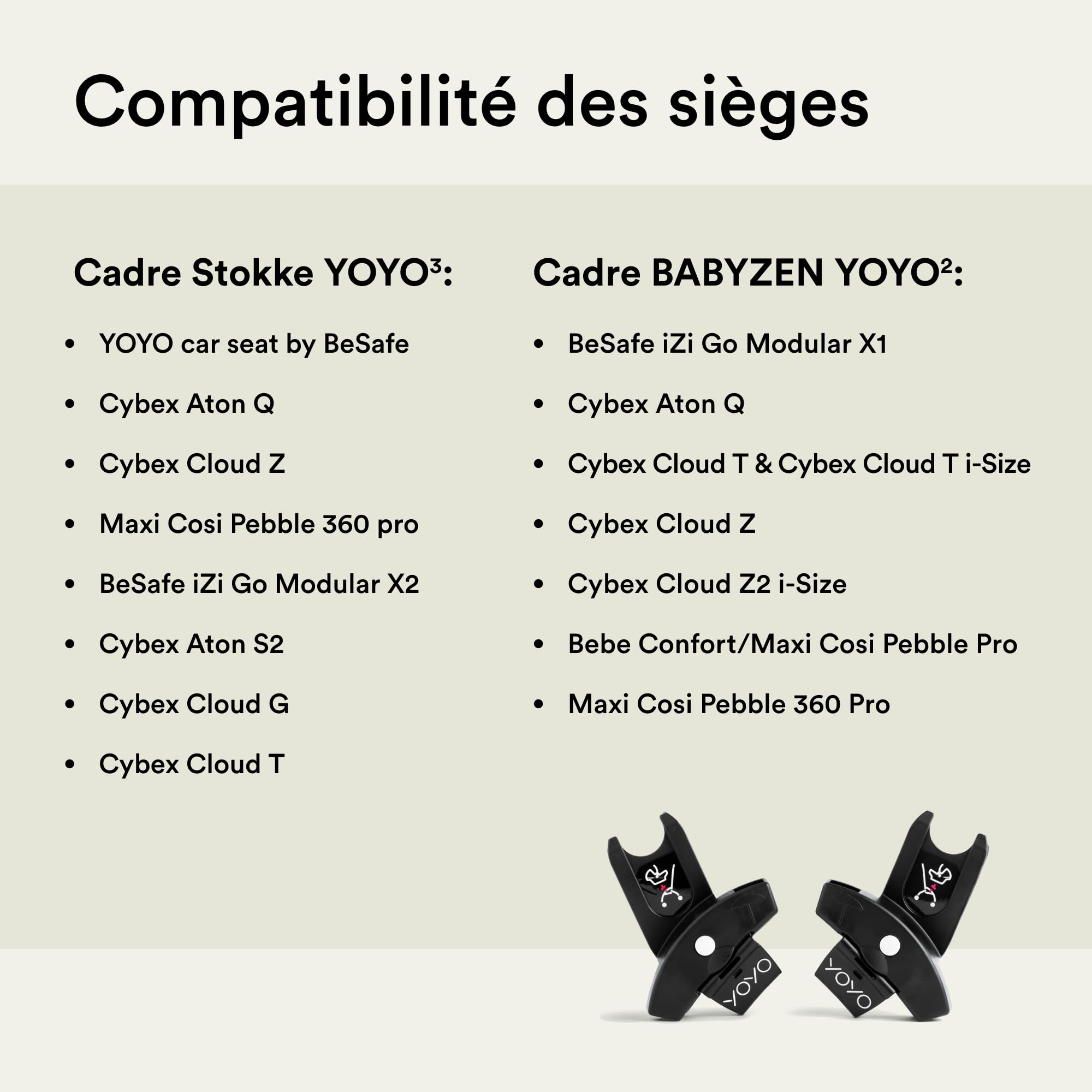 Adaptateurs de siège auto Stokke YOYO - Taille M - À Utiliser avec la Poussette YOYO et les Sièges Auto Compatibles