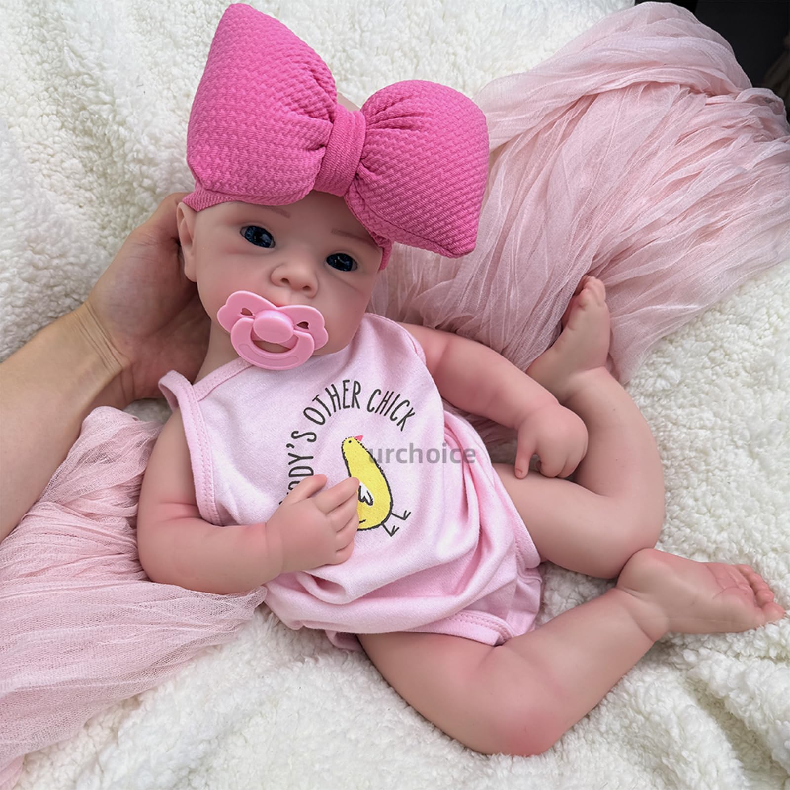 48CM Open Mouth Reborn Baby Dolls Silicone Full Body Girl Lifelike Weighted Handmade Anatomically Correct Newborn Baby Doll for Kids