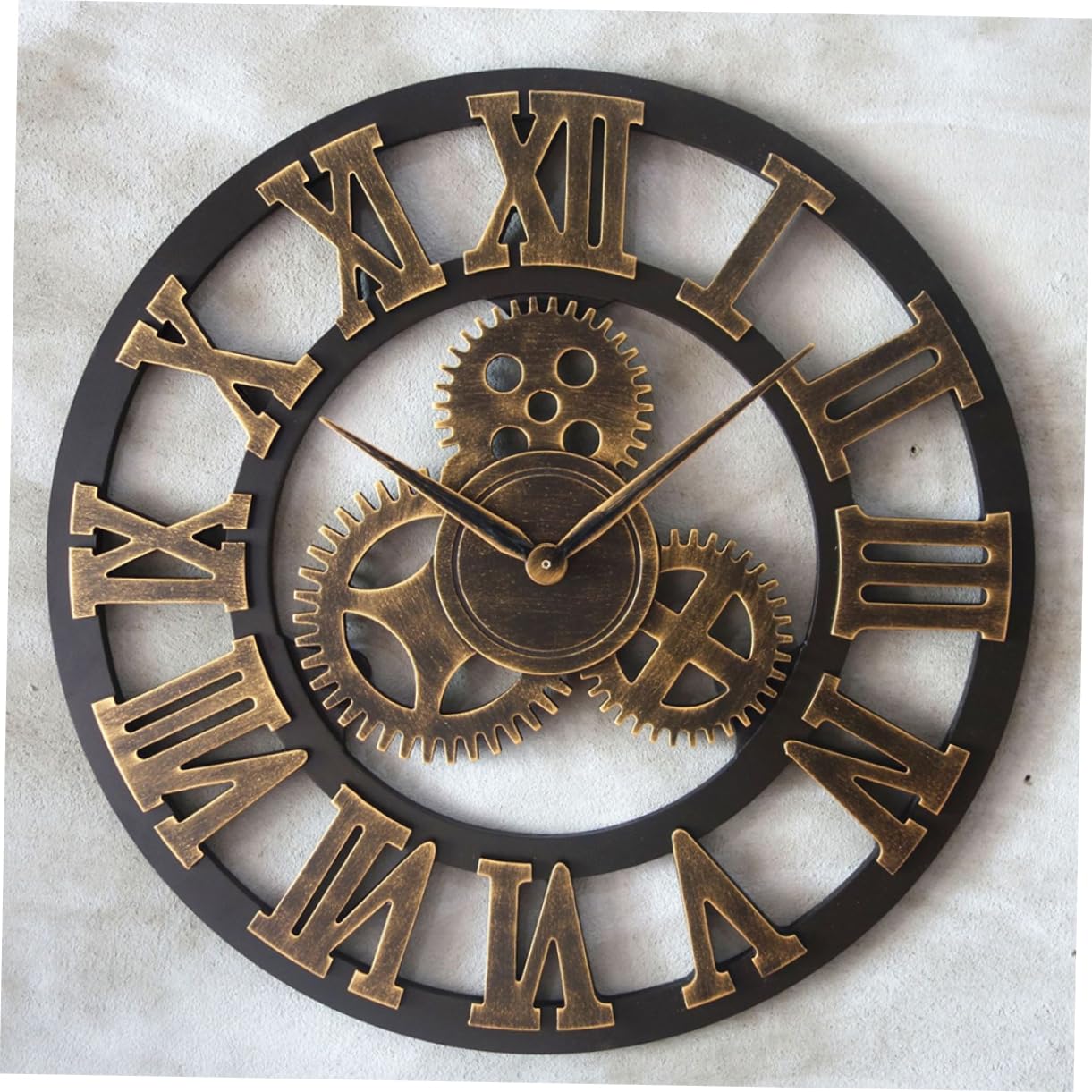PRETYZOOM Reloj De Pared Industrial Diseño De Engranajes Retro y Decorativo Sin Dorado