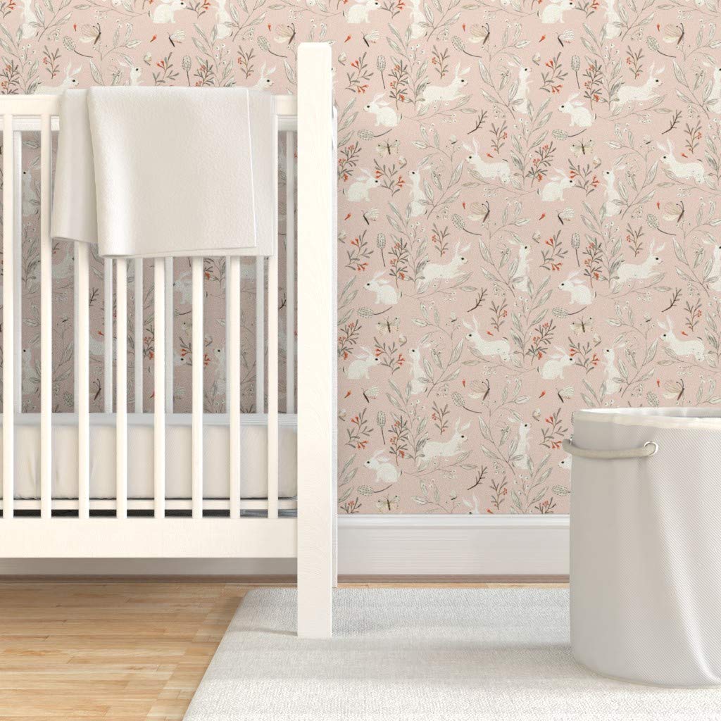 Ismoon Peel And Stick Wallpaper – Floral Beige Neutral Design, 17.3” X 6.56 Ft, Removable Waterproof Vinyl, For Bathroom, Bedroom, Nursery, Girls Room