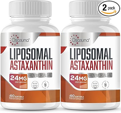 Liposomal Astaxanthin Supplement 24MG, Maximum Absorption, Antioxidant Stronger Than VIT C, Non-GMO & Gluten Free - 120 Softgels(4 Months Supply)