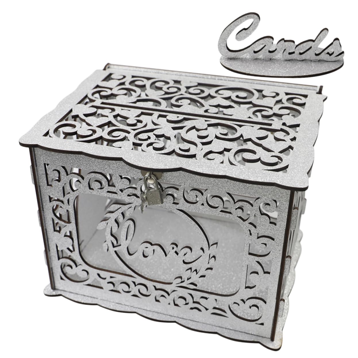 TEHAUX Scatola in Legno Per Biglietti Di Nozze Scatola Di Legno Quadra Per Biglietti Di Auguri Di Di Con Design Traforato Contenitore Per Di Laurea Anniversario