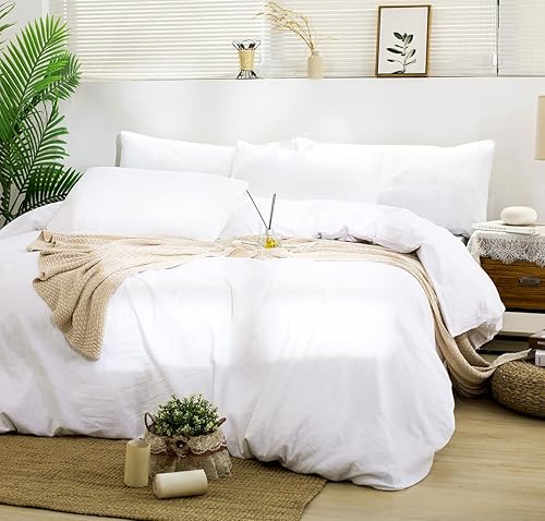 Miniatura 2 de TUMEI Juego de 2 fundas de almohada de lino 100 % tamaño Queen (25.98 x 20.08 pulgadas)  Juego de 2 fundas de almohada estándar de lino lavado,