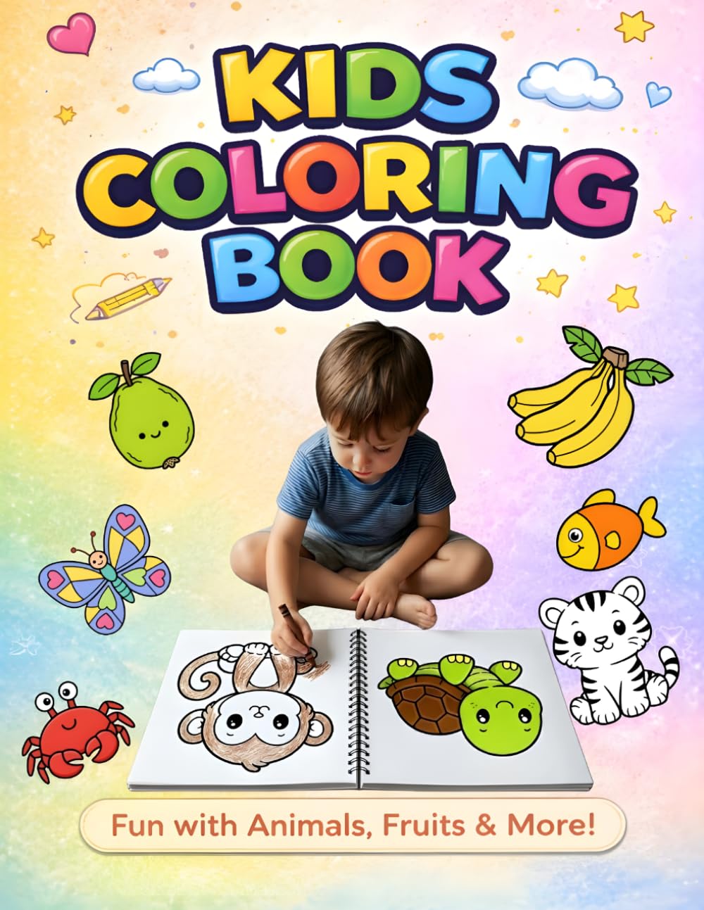 KID'S COLORING BOOK: Fun and Easy Coloring Pages for Toddlers and Preschoolers Ages 3-7