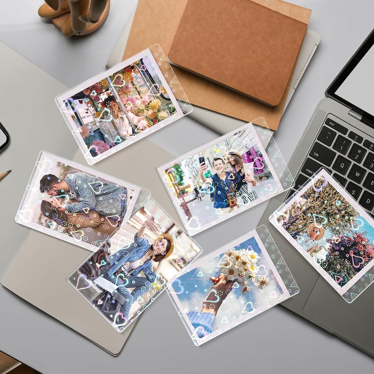 PATPAT® 100Pcs 2.56 * 3.54Inch Card Sleeves Protector Protective Clear Star Photocard Sleeves - Love Heart, Transparent Waterproof & Dustproof, Kpop & MTG Trading Card Holder 4