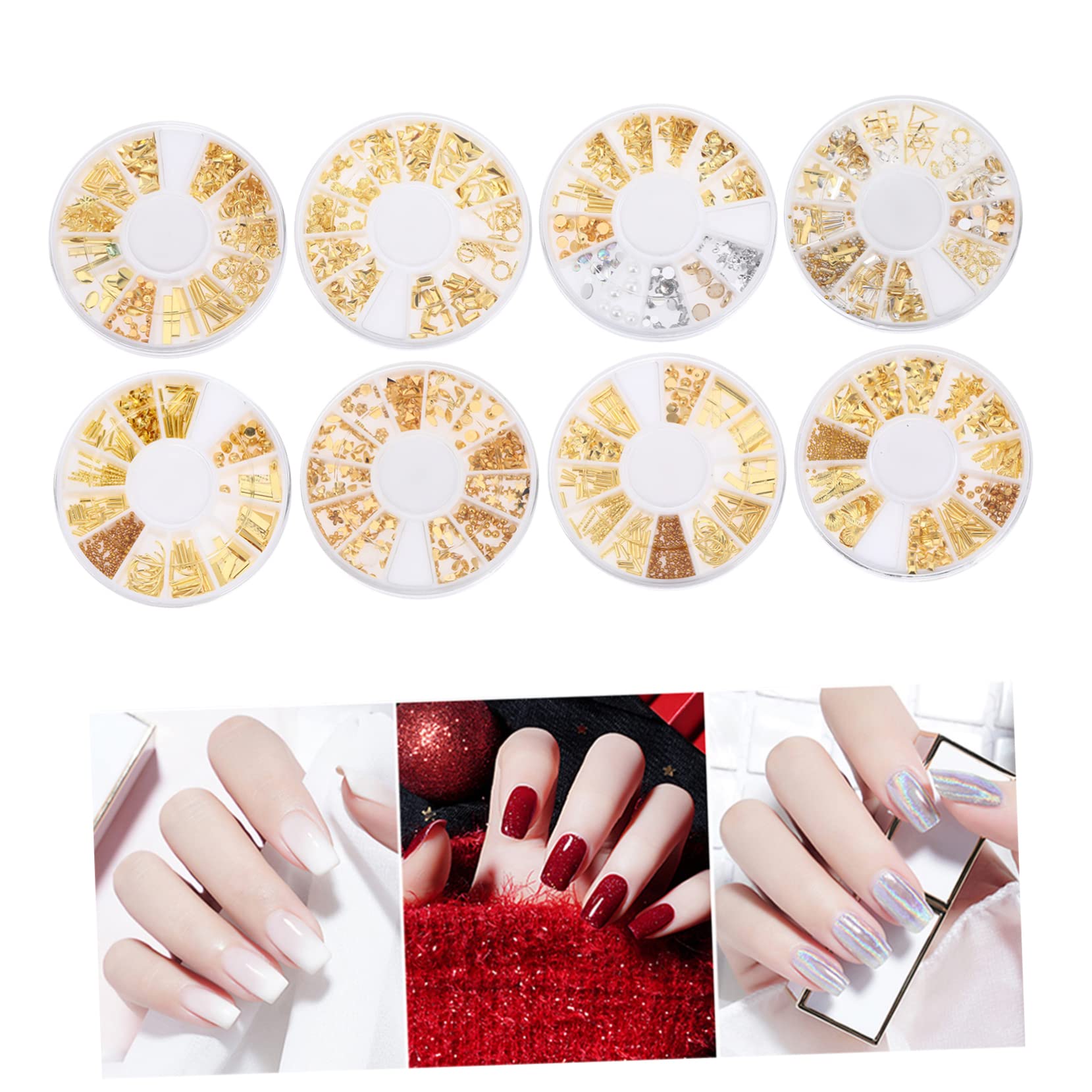 3 Set Decorazioni Per Unghie Con Nail Art Brillanti E Colorati Per Creazioni Diy E Manicure 8 Scatole*3