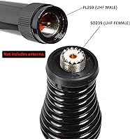 Vista 2 de HYS Muelle de barril resistente con montaje negro con SO239 (UHF hembra) para HF/VHF CB UHF macho (PL259) antena de fibra de vidrio, con orificio