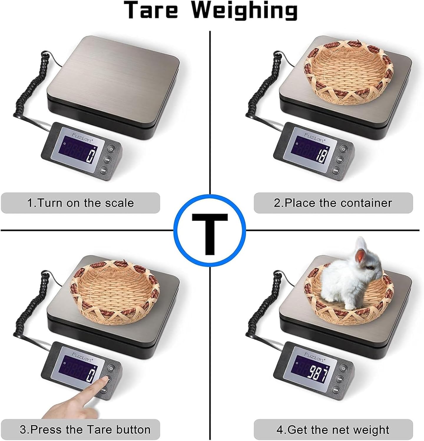 Fuzion Digital Shipping Scale 88lb × 0.1oz, Durable Stainless Steel Postal Scale with Tare, 4 Weighing Modes, Shipping Scale for Packages, Postage Package Scale with AC Adapter