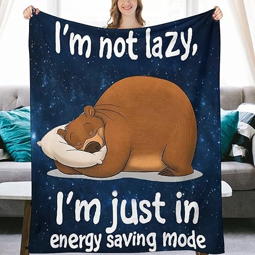 Miniatura 3 de Manta de oso lindo y divertido decoración de oso, manta de animales, regalos de oso para niñas y niños, súper cálida, suave felpa ligera, manta de