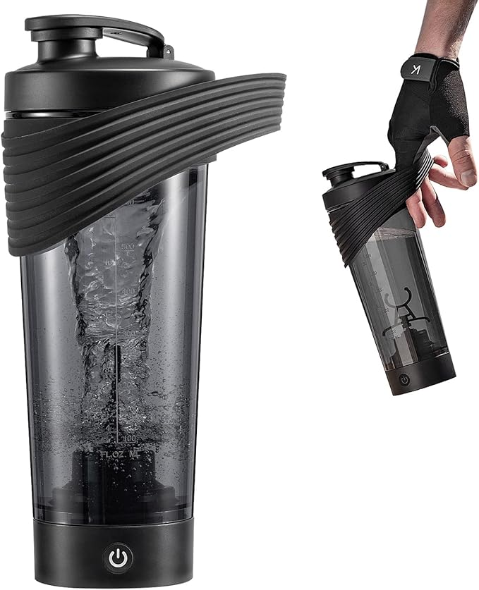 Electric Protein Shaker Bottle 800ml Black Blender Shaker Bottles For Protein Mixes With Slicone