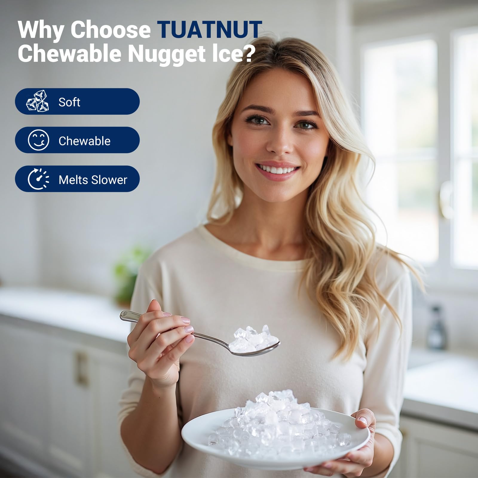 Nugget Ice Maker, Portable Countertop Ice Maker,Soft Chewable Pellet Ice Stainless Steels Nugget Ice Machine For Kitchens/Home/Office/Bar on Fridge.com - View 5