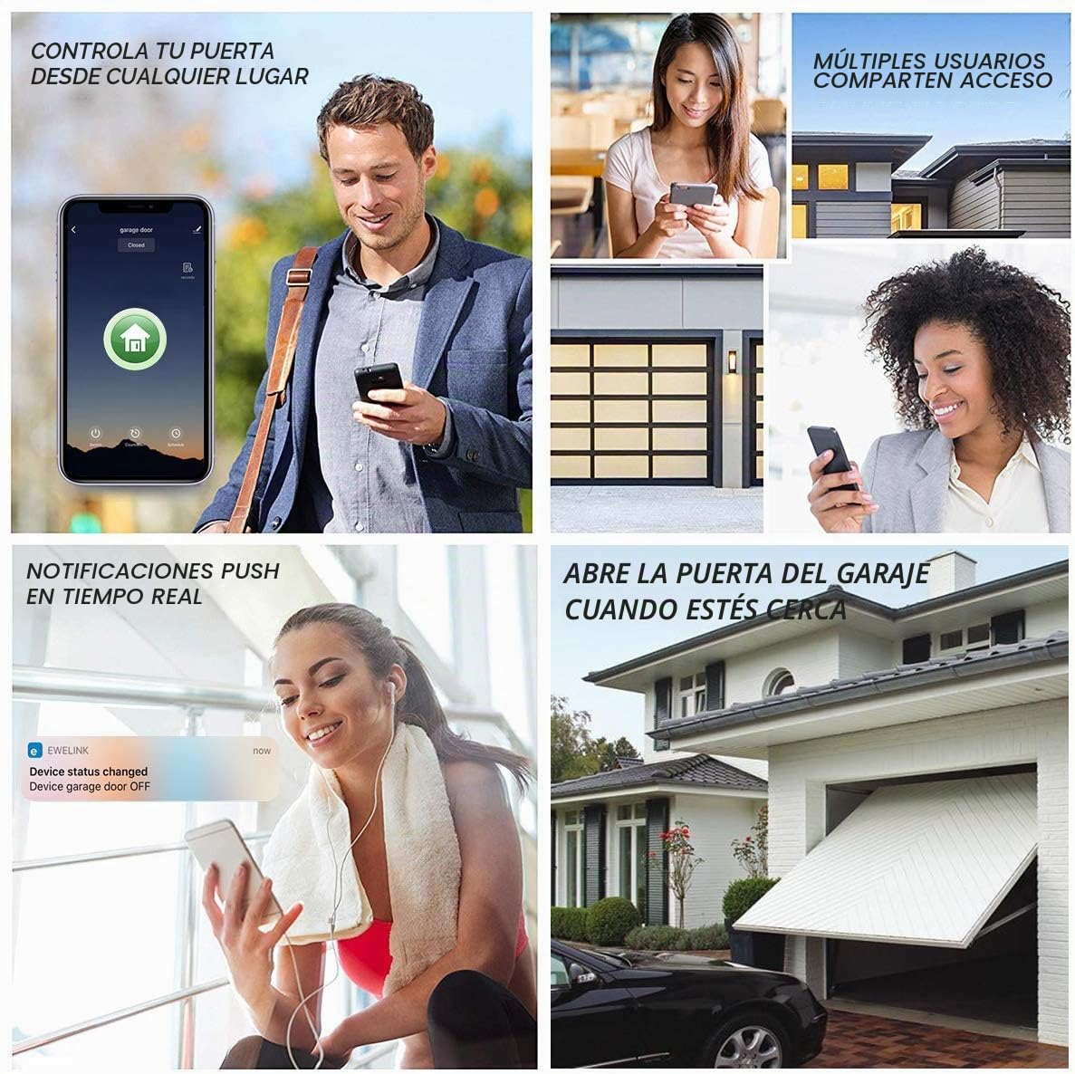 Controlador Remoto de Apertura de Puerta de Garaje WiFi Inteligente Newgoal. Control de la aplicación Tuya Smart Life. Compatible con Alexa, Google Assistant e IFTTT. No se Requiere concentrador
