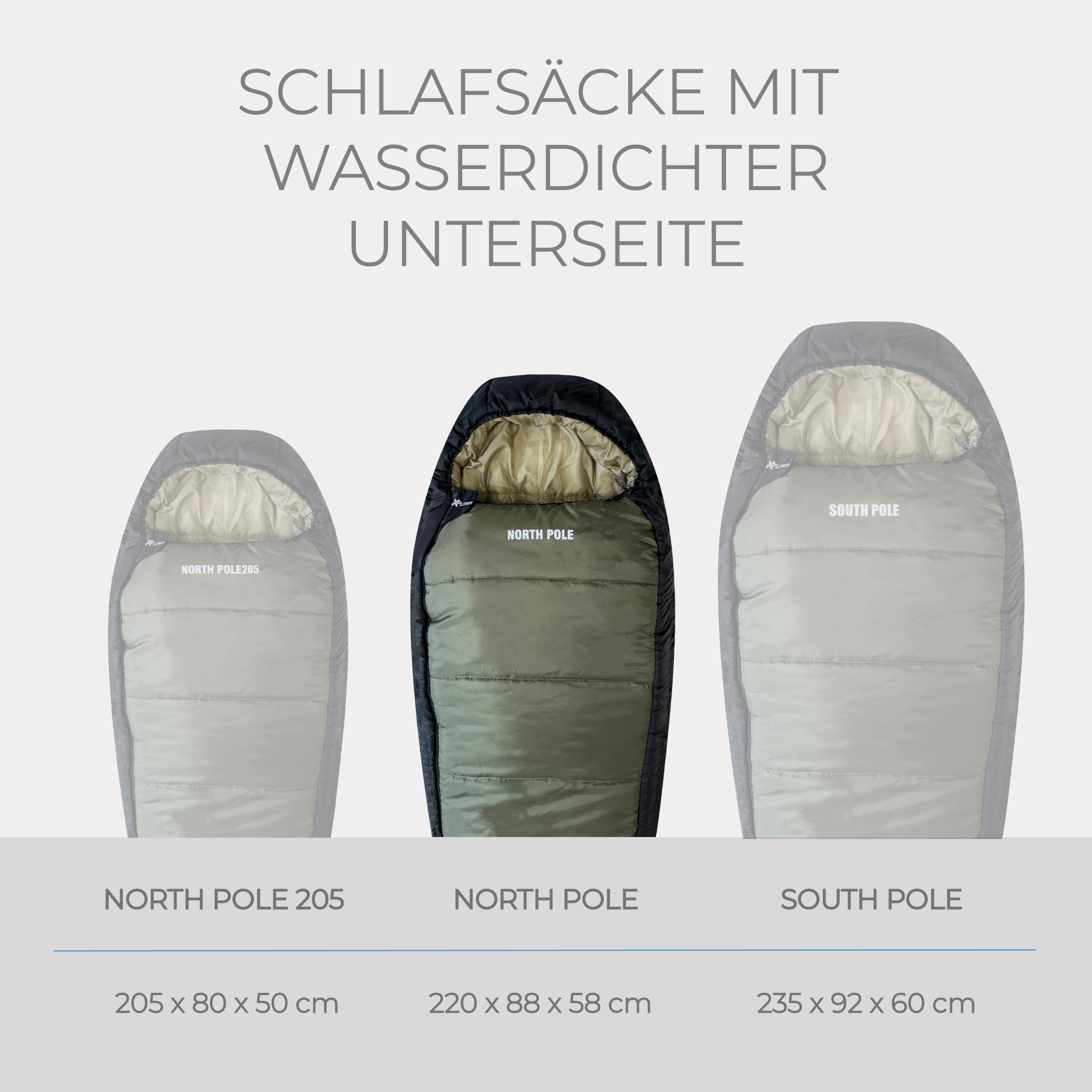 Explorer® Northpole Schlafsack Outdoor -21°C -4°C [300GSM] 3-4 Jahreszeiten Winter Mumienschlafsack Erwachsene mit wasserdichter Unterseite YKK Zip für Camping und Reisen