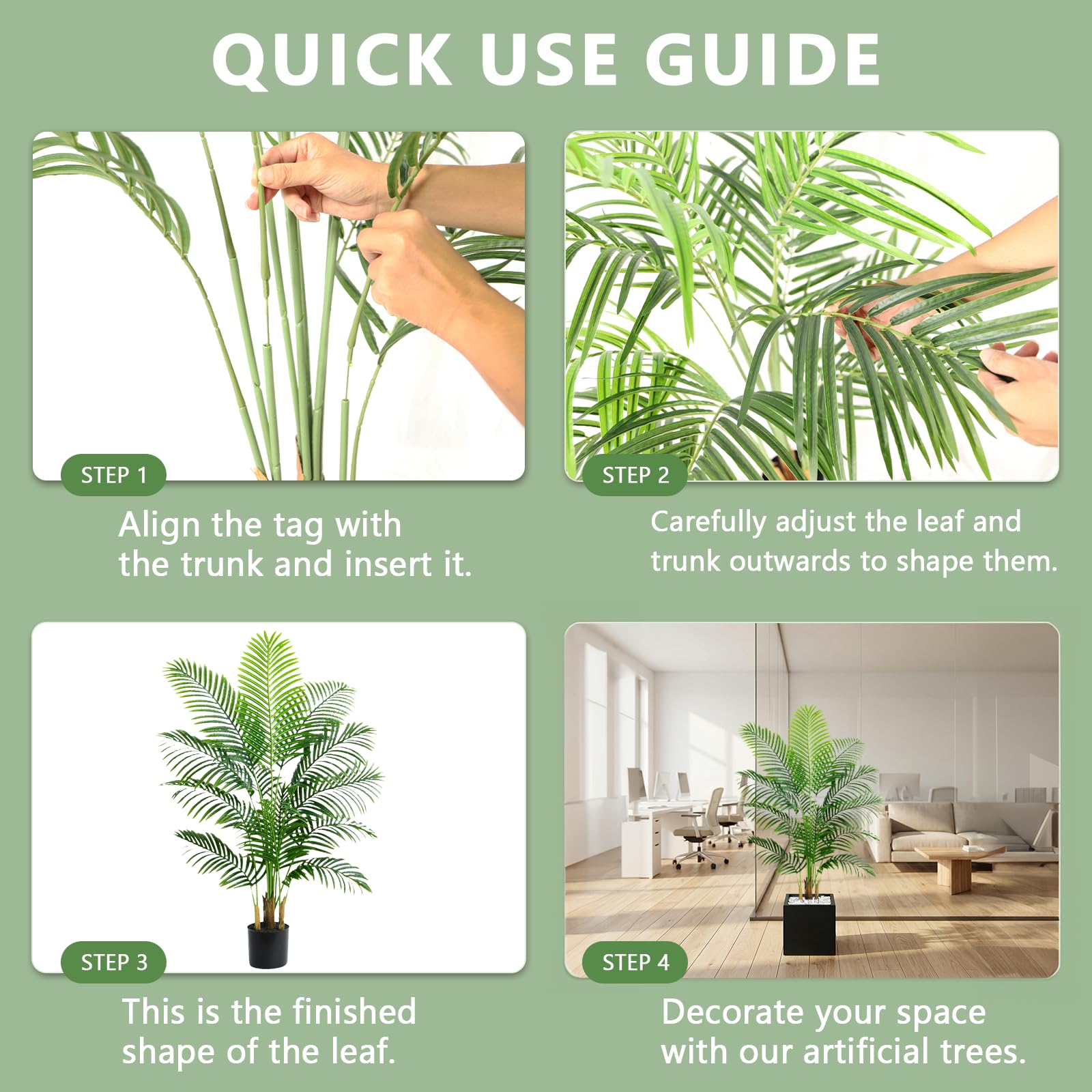 Künstliche Pflanzen 120cm, Kunstpflanze Palme Groß im Schwarzer Topf | Kunstpalme mit 13 Blätter | Kunstpflanzen wie echt für Zimmer Wohnzimmer Schlafzimmer Büro Balkon Innen Dekoration
