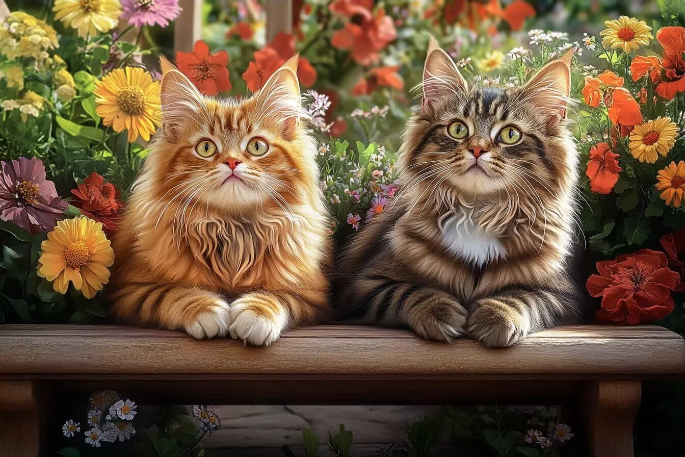 Adult Jigsaw Puzzle 35 Pieces, Kittens in The Field of Flowers, Suitable for Home Wall Decoration