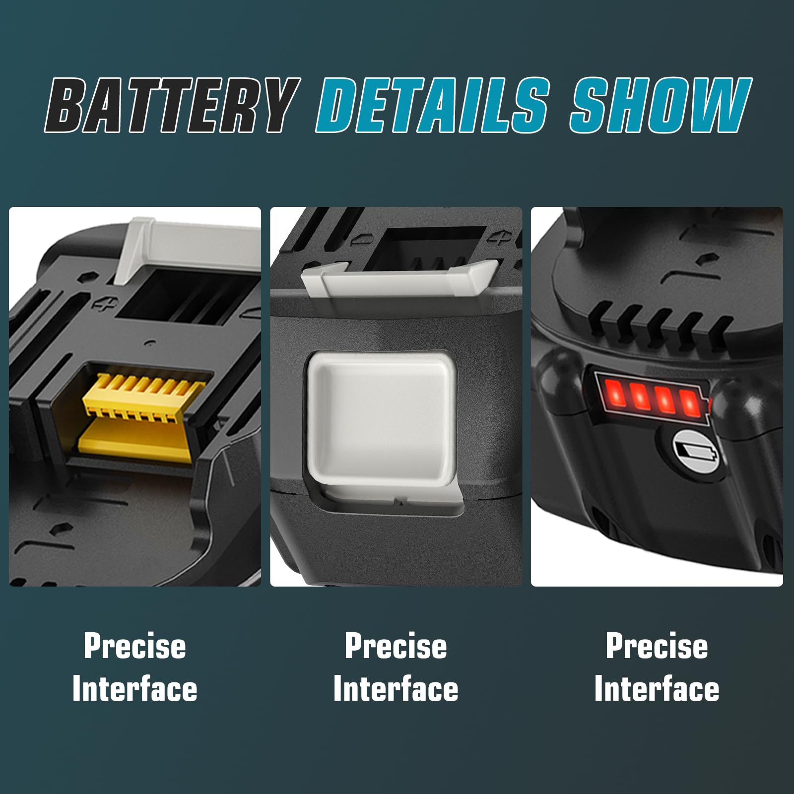 4 x 10000 mAh/10,0 Ah Compatible avec Les Batteries pour Makita 18V BL1850 BL1860 BL1840 BL1830 avec Affichage LED
