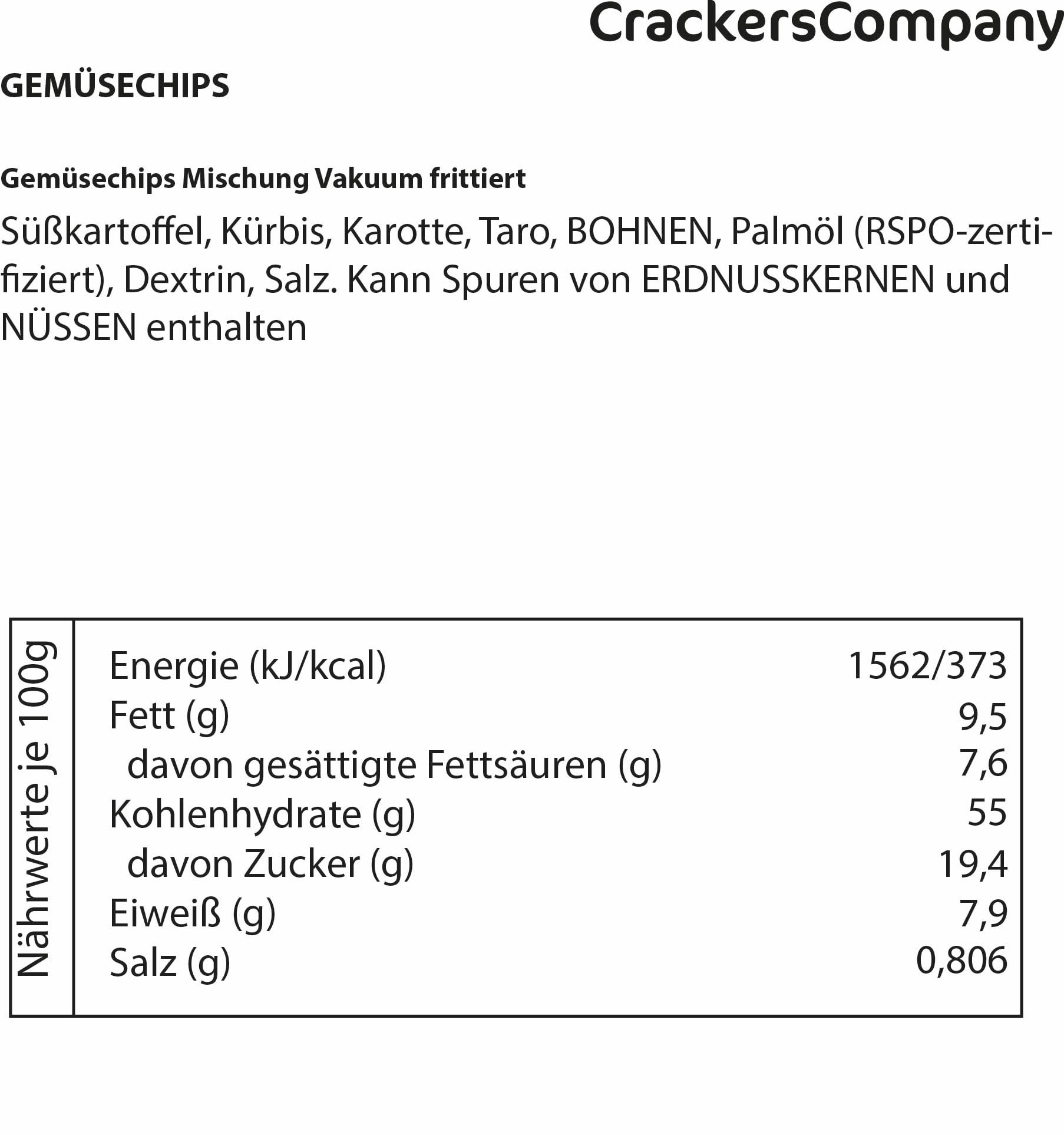 1 x 1.4kg Gemüsechips bunte Gemüsemischung aus Süßkartoffel Kürbis Karotte Taro Bohne fettarm vegetarisch vegan glutenfrei laktosefrei Premium Qualität