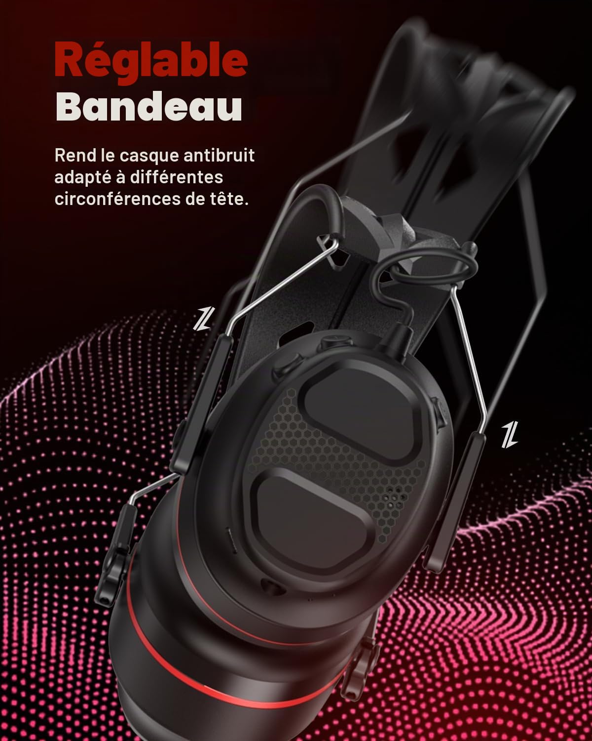 Doohoeek Casque Bluetooth 5.4 rechargeable 1200 mAh, SNR 30 dB, taille réglable, microphone, unisexe, noir