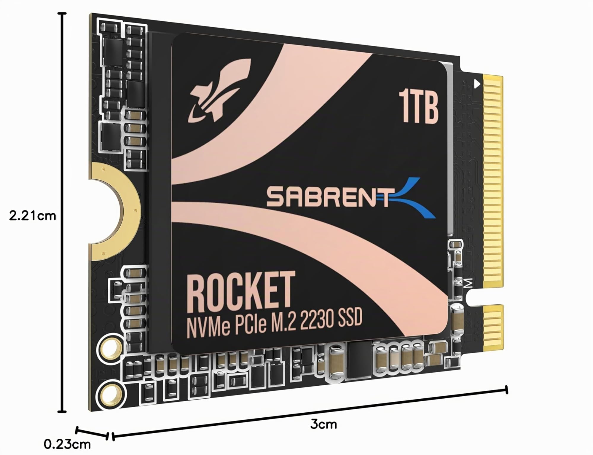SABRENT SSD 1TB, SSD Interno, SSD NVMe PCIe 4.0 M.2 2230, Gen 4, 4750 MB/s, Compatibile con Steam Deck, ROG Ally, Surface Pro, PC, NUCs e Laptop, fino a 800.000 IOPS, Rocket 2230 (SB-2130-1TB)
