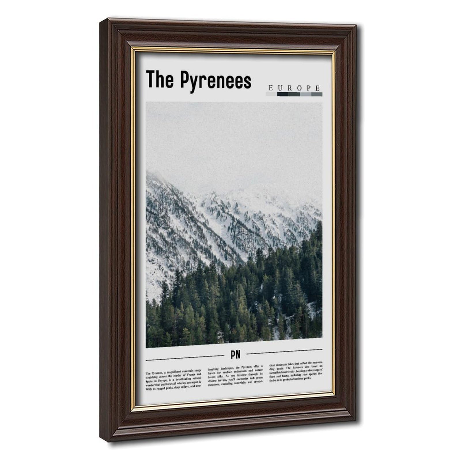 Wcyb Mokume Gane Frame The Pyrenees France-Spain-Andorra Scenery Travel Posters Prints Canvas Deco Paintings Wall Art Hangable Frame 8" L X 12" W